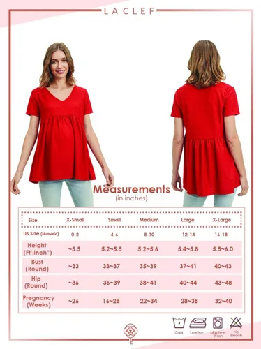 Miniatura 7 de LaClef Top de maternidad plisado frontal con cuello en V para mujer