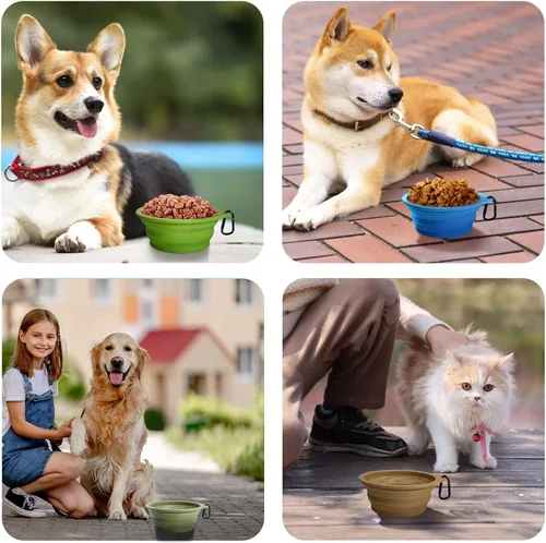 Miniatura 6 de PetBonus - 2 unidades de tazones plegables de silicona para perros, libres de BPA, aptos para lavavajillas, portátiles, plegables, expandibles