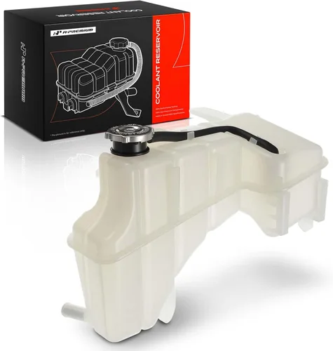 A-Premium Tanque de depósito de recuperación de desbordamiento de refrigerante del motor presurizado delantero [con tapa y tubería] Compatible con