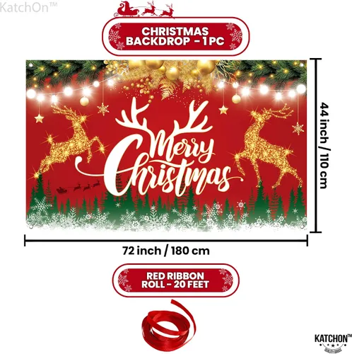 Miniatura 2 de KatchOn Cartel de Feliz Navidad extra grande – 72 x 44 pulgadas Fondo rojo de Navidad para decoraciones de fiesta Banner de letras iluminadas