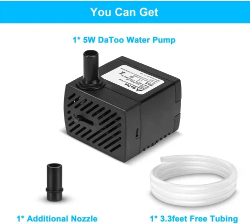 Miniatura 7 de DaToo Bomba de agua sumergible pequeña de 95 GPH 5 W, mini bomba de fuente, ultra silenciosa para acuario, pecera, estanque, estatua, hidroponía