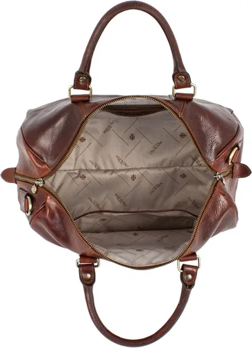 Miniatura 5 de Bolsa de lona pequeña de cuero de grano completo, bolsa de gimnasio para fin de semana unisex, color marrón, resistencia al tiempo, Marrón