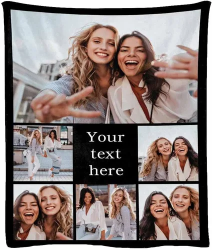 Miniatura 18 de Manta de franela suave personalizada para BFF con 6 fotos, tamaño de manta de 30 x 40 pulgadas