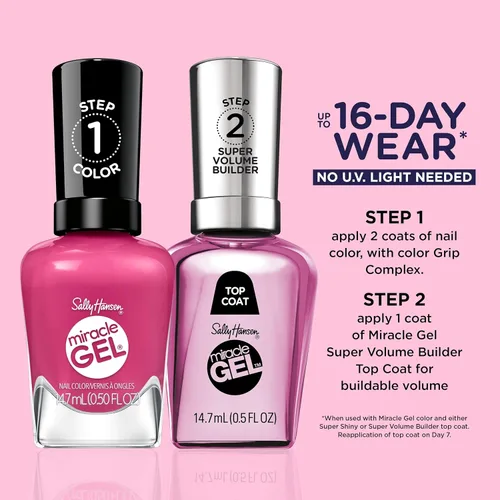 Miniatura 5 de Sally Hansen Miracle Gel Supercharged Pinks Esmalte de uñas Fórmula similar a gel de calidad de salón, sistema de dos pasos, no necesita luz UV