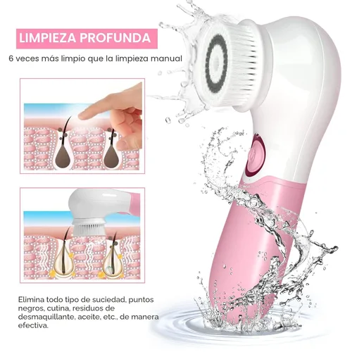 Miniatura 3 de TOUCHBeauty Cepillo giratorio limpiador facial con 3 cabezales de cepillo para exfoliación profunda, limpieza y masaje Rosa