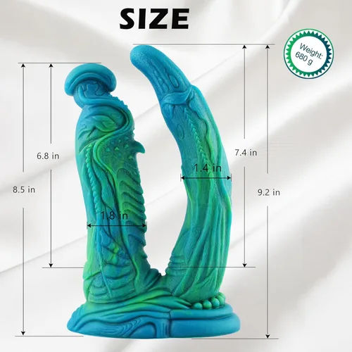Miniatura 4 de Consolador monstruo de dragón doble de silicona fantasía, consolador masivo suave de succión de 9 pulgadas para hombres, consoladores anchos