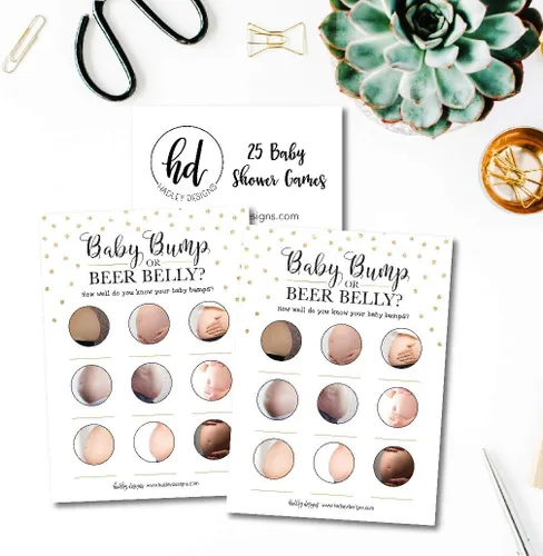 Miniatura 4 de Hadley Designs Juegos de baby shower para 25 invitados – Divertido juego de vientre de cerveza o baby bump, divertido juego de baby shower