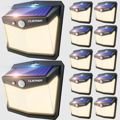 Miniatura 14 de Claoner - Luces solares con sensor de movimiento [128 LED/4 paquetes], luces para exterior con 3 modos de iluminación con 270° de angulo