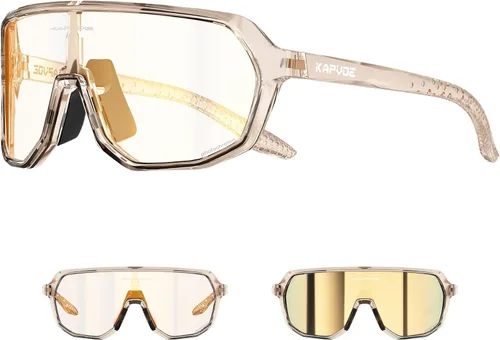 Miniatura 19 de KAPVOE Gafas de ciclismo fotocromáticas para hombres y mujeres, gafas de sol de bicicleta de montaña, gafas deportivas con protección UV Azul Negro