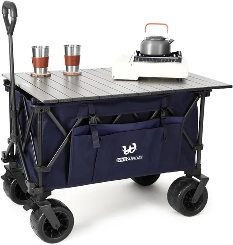 Whitsunday Carro plegable, gran capacidad, 400 libras, ruedas todo terreno, carro utilitario resistente para jardinería, compras, pesca, campamento,
