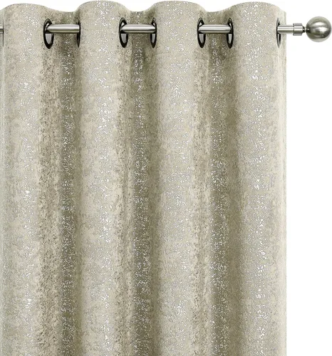 GoodGram Paquete de 2 paneles de cortinas opacas térmicas Sparkle Chic - Varios colores y tamaños (beige, 84 pulgadas de largo)
