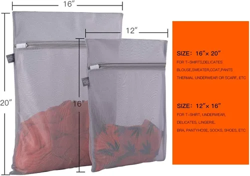 Miniatura 2 de Bolsa Kimmama de lavandería de malla, bolsa de lavado para lavadora, bolsa de red con cremallera, bolsa para secadora para limpieza y secado