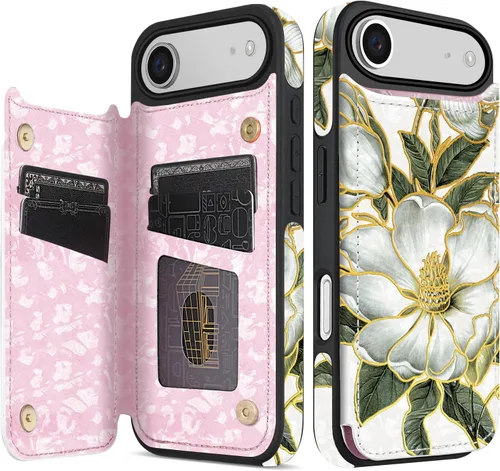 Miniatura 33 de NNH Funda tipo cartera compatible con iPhone Xs Max con bloqueo RFID, ranuras para tarjetas, folio de piel sintética, función atril, doble cierre