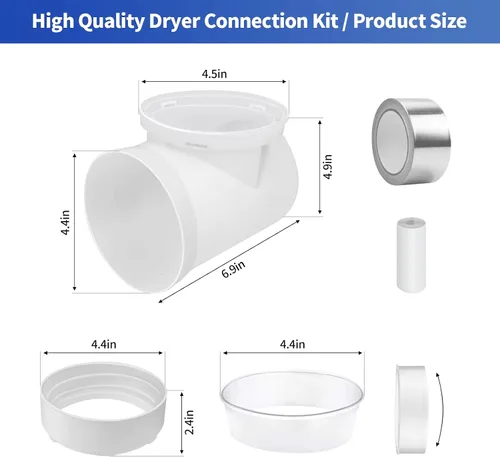 Miniatura 2 de Codo de ventilación de secadora de ropa de 90 grados Kit de conector de conducto de secadora más seguro para tubos de 4 pulgadas, kit de codo