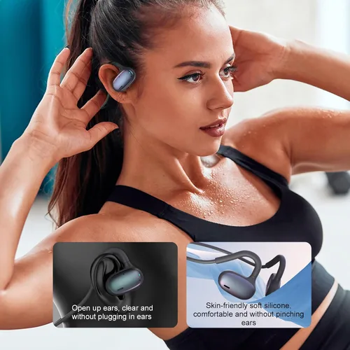 Miniatura 7 de Ulian Auriculares deportivos de oído abierto, conducción de aire, Bluetooth 5.3, auriculares inalámbricos con graves profundos, cancelación de ruido