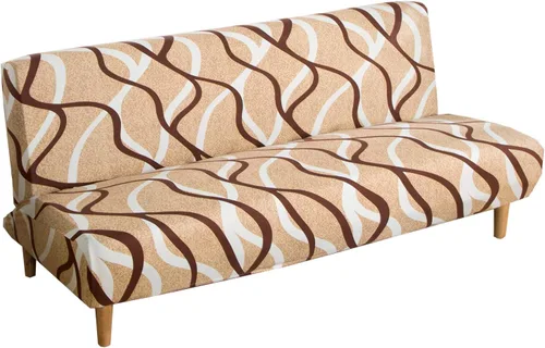 Miniatura 14 de Cornasee Funda Elástica a Rayas para Sofá Cama Funda de Futón, Fundas Completas para Sofá Plegable sin Brazos Protector de Muebles, Lavable a
