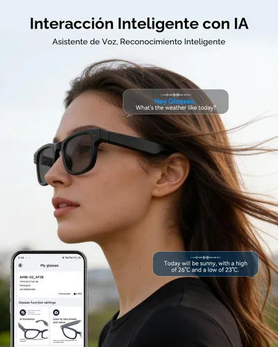 Miniatura 5 de CJkao Lentes inteligentes con cámara, gafas de cámara HD, grabación de video, control de asistente de voz, Bluetooth, música, gafas ai
