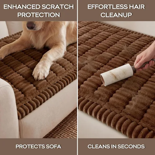 Miniatura 4 de decorUhome Funda de sofá para perros, funda antideslizante y mullida para sofá, para asiento, respaldo y reposabrazos, protector de sofá suave