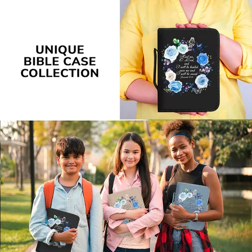 Miniatura 13 de DEHITE Funda para la Biblia para mujer, bolsas de transporte de la Biblia, tamaños medianos y grandes, ranuras para bolígrafos, tela de primera