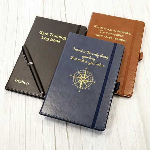 Miniatura 6 de CustomDesign.Shop Cuaderno personalizado personalizado de tapa dura A5 Diseña un diario verdaderamente único Idea de regalo en relieve dorado