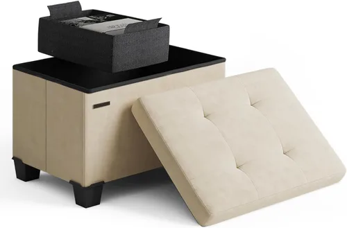 Miniatura 78 de Cubo otomano de almacenamiento con cubo pequeño, otomana cuadrada de 15 pulgadas con almacenamiento para sala de estar y dormitorio, reposapiés