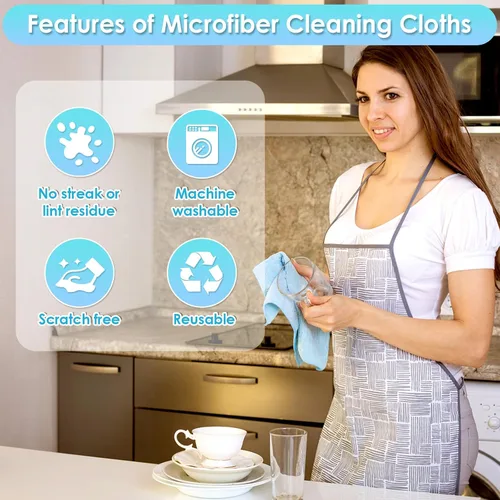Miniatura 4 de Paquete de 65 toallas de microfibra en un rollo de 10 x 10 pulgadas, reutilizables, lavables, paños de microfibra de papel, trapos absorbentes
