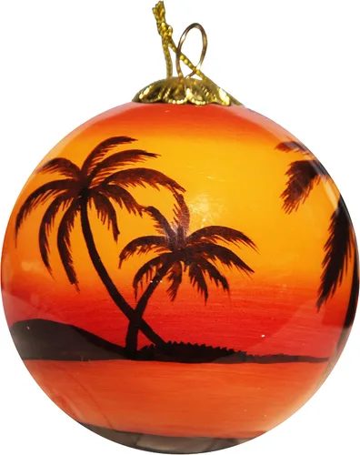 Miniatura 2 de Adorno navideño de vidrio soplado Sillas de playa Florida Pintado a mano en el interior Arte original Incluye caja de regalo