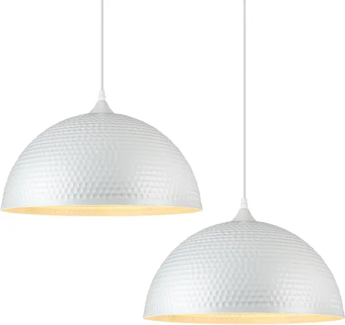 Miniatura 18 de Paquete de 2 luces colgantes doradas para isla de cocina, lámpara colgante de cúpula martillada de 12 pulgadas, luces colgantes de cocina de granja