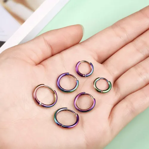 Miniatura 4 de Aretes de aro de acero inoxidable quirúrgico de 0.315in0.394in0.472in para mujeres y hombres, Acero inoxidable