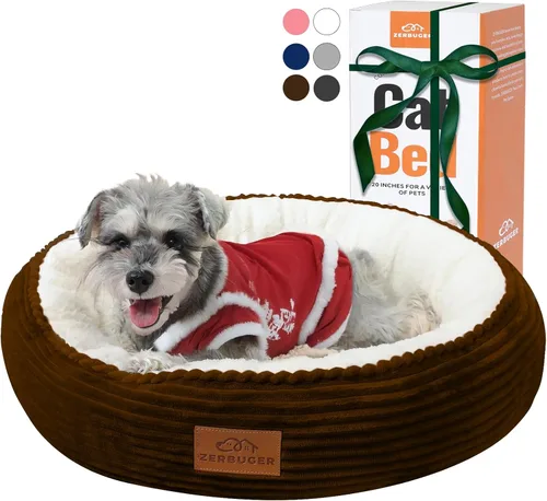 Miniatura 12 de Zerbuger Camas lavables de 20 pulgadas para gatos de interior, cama redonda en forma de dona para mascotas, para gatos, perros pequeños, cachorros