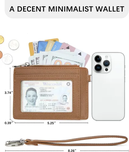 Miniatura 6 de BOSTANTEN Cartera pequeña para mujer, RFID, de piel, con bolsillo de cremallera, Marrón