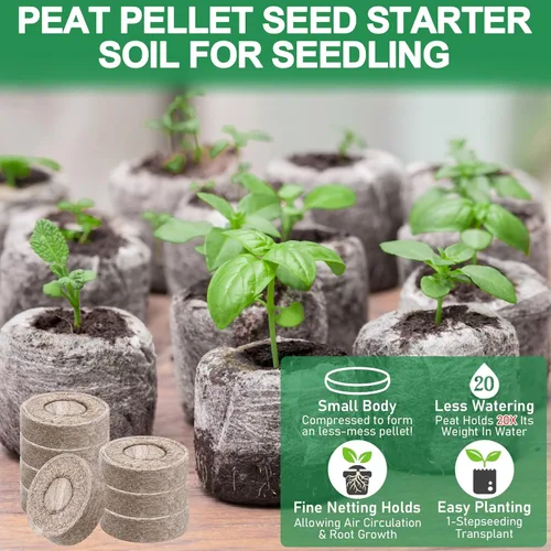 Miniatura 3 de Legigo 50 piezas de pellets de turba de 36 mm para inicio de semillas - Cápsulas de inicio de semillas comprimidas, pellets de inicio de semillas