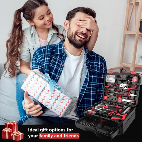 Miniatura 11 de KingTool Juego de herramientas de 276 piezas – Kit de herramientas con taladro eléctrico inalámbrico de 12 V, caja de herramientas con cajón, juego