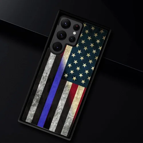 Miniatura 5 de ZHEGAILIAN Funda para Samsung Galaxy S22 Ultra - Thin Blue Line American Flag Design, protección contra caídas para pantalla de 6,8 pulgadas