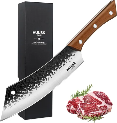 Miniatura 12 de Huusk Cuchillo de chef japonés para cocina, cuchillo Kirisuke de 7 pulgadas con revestimiento de titanio negro, cuchillos de cocina de acero