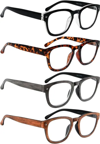 Miniatura 6 de LUR Lentes de lectura para hombre 1.0 clásicos cuadrados lectores 4 paquetes tramposos cómodas bisagras de resorte/diseño elegante