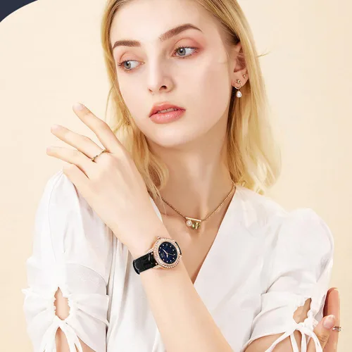 Miniatura 3 de Fate Love Reloj de cuero para mujer, reloj de pulsera de lujo con diamantes de regalo para niñas y señoras