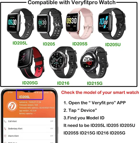 Miniatura 2 de ViCRiOR Bandas compatibles con ID205L Smart Watch, 0.79 pulgadas de liberación rápida de silicona suave sin decoloración, patrón impreso floral