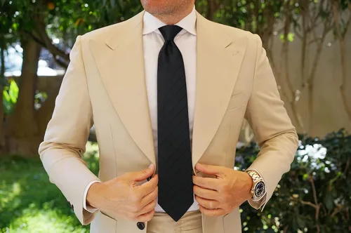 Miniatura 303 de HISDERN Conjunto de corbata a cuadros a cuadros pañuelo tejido clásico formal para hombre corbata y bolsillo cuadrado
