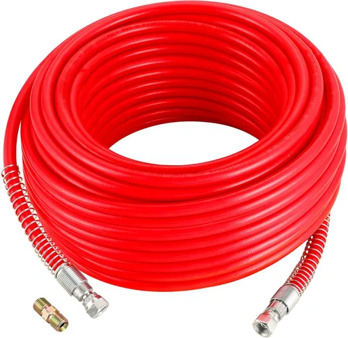 Miniatura 7 de MAOPINER Manguera pulverizadora de pintura sin aire de 1/4 de pulgada, 25 pies, azul, tubo de fibra flexible de alta presión de 3300 PSI, manguera