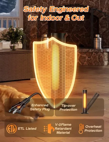 Miniatura 6 de Combo de calentador de torre y ventilador de 25 pulgadas para uso en interiores, calentadores eléctricos de 1500 W, 6 protecciones de seguridad