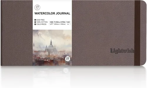 Miniatura 12 de Lightwish Diario de acuarela, 100% algodón, cuaderno de bocetos pequeño de papel de acuarela de prensa en caliente 4.96" x 3.62", 20 hojas Verde