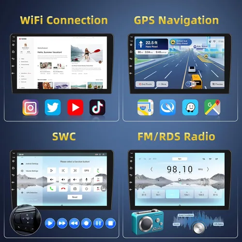 Miniatura 6 de [4+64G] Qualcomm 8 Core Radio para Toyota Camry 2007-2011, Android 15 9 pulgadas pantalla táctil estéreo de coche con inalámbrico CarPlay/Android