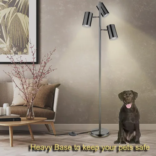 Miniatura 5 de Ldeco lámpara de pie de árbol con 3 luces de 9W, bombillas LED E26, lámpara de pie alta y negra con 3 luces ajustables y giratorias, lámpara de pie