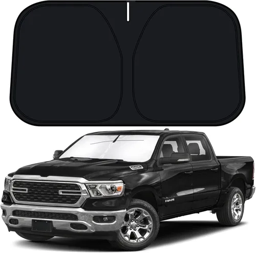 D-Lumina Parasol para parabrisas Dodge RAM 1500 2019-2024 2025, parasol para ventana delantera, protector de visera para RAM 1500 CrewCab, camioneta