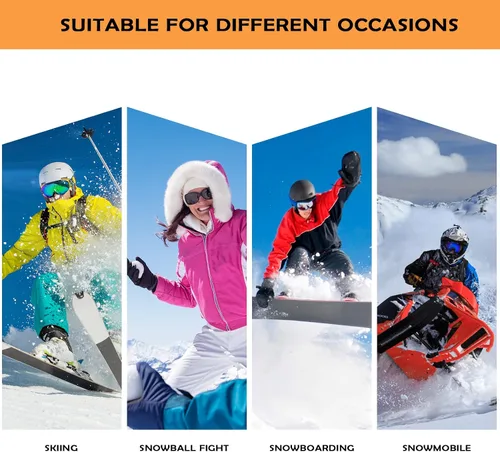 Miniatura 6 de Guantes de esquí impermeables para mujeres y hombres, guantes de nieve de invierno para pantalla táctil, guantes de esquí para clima frío, snowboard
