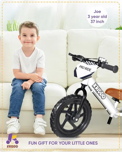 Miniatura 3 de KRIDDO Bicicleta de Equilibrio Pro para Niños Pequeños de 2+ Años con Freno de Mano y Pata de Cabra, Bicicleta de Empuje de 12 Pulgadas, Bicicleta