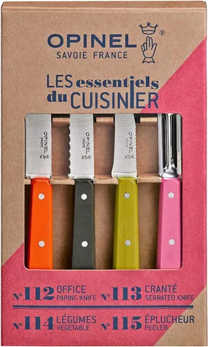 Miniatura 2 de OPINEL Les Essentials - Juego de cuchillos de cocina pequeños de 4 piezas - Pelar, dentado, pelador, cuchillo de verduras, acero de alto carbono 50S