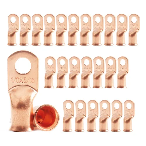 Miniatura 17 de 2/0 AWG 5/16" Stud (25 piezas), terminal de anillo de batería resistente, conectores de calibre 00, lengüetas de alambre de cobre 2/0, terminales