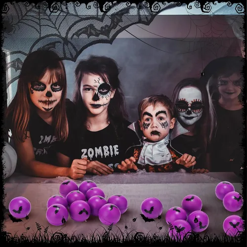 Miniatura 6 de Jerify 30 bolas de estrés de Halloween a granel de 1.57 pulgadas de espuma de murciélago para relleno de bolsas de regalos de Halloween, trucos